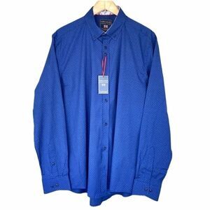 Guide London Blue Print Premium Button Shirt XL